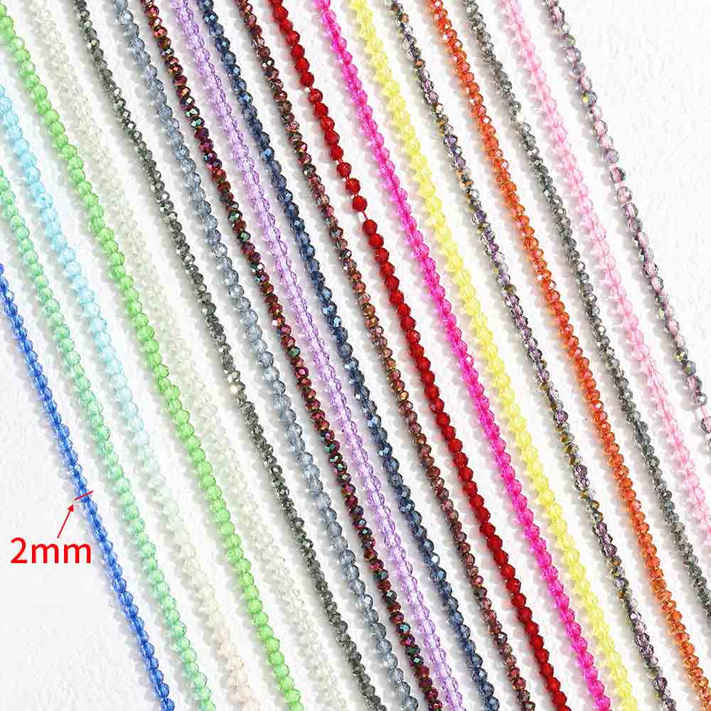 fiasrel 1bundle 2mm Colored Spinel Natural Stone Faceted Beads Cut Glass Round Spacer Beads Loose Beads for DIY Jewelry Making