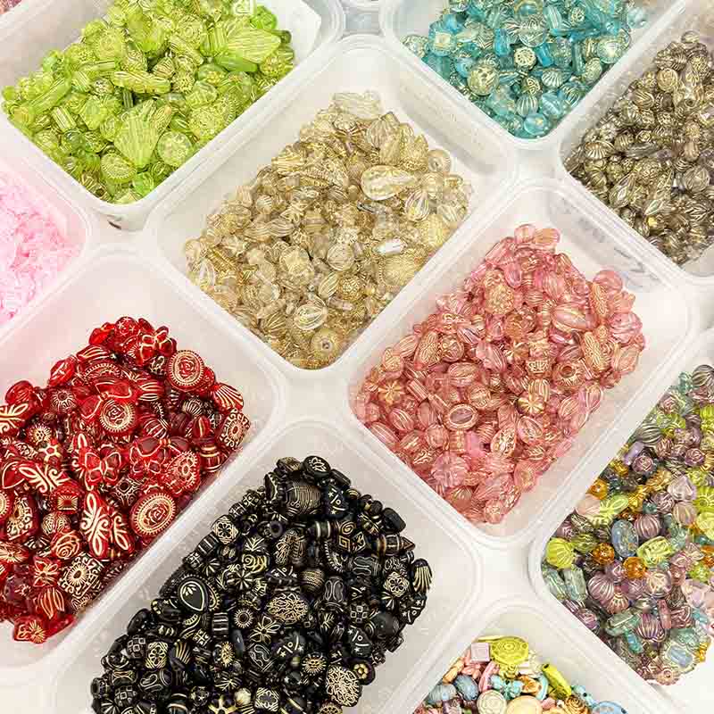 fiasrel 1bundle DIY Irregular-Shaped Beading Kit - Baroque-Style Gold-Trimmed Beads for Bracelet Making