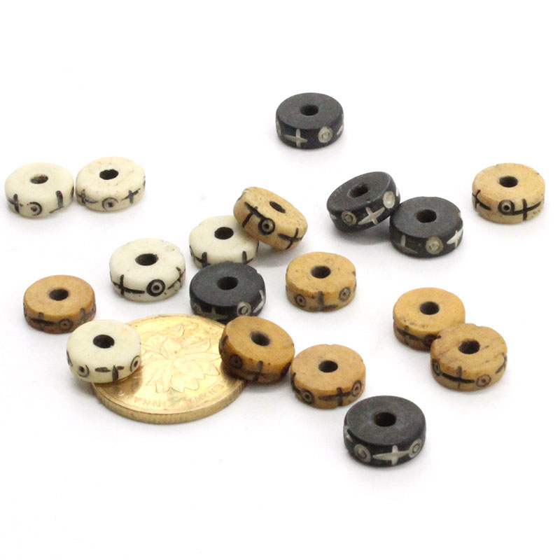 fiasrel 1bundle Ox Bone Carved Tibetan-style Cross Spacer Beads