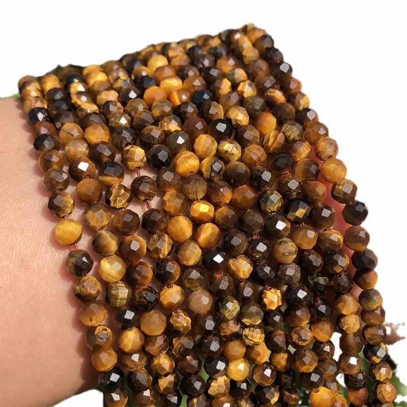 fiasrel 1bundle 2-4mm Natural Stone Faceted Beads Jewelry Supplies - Amethyst, Green Tourmaline DIY Loose Beads Wholesale