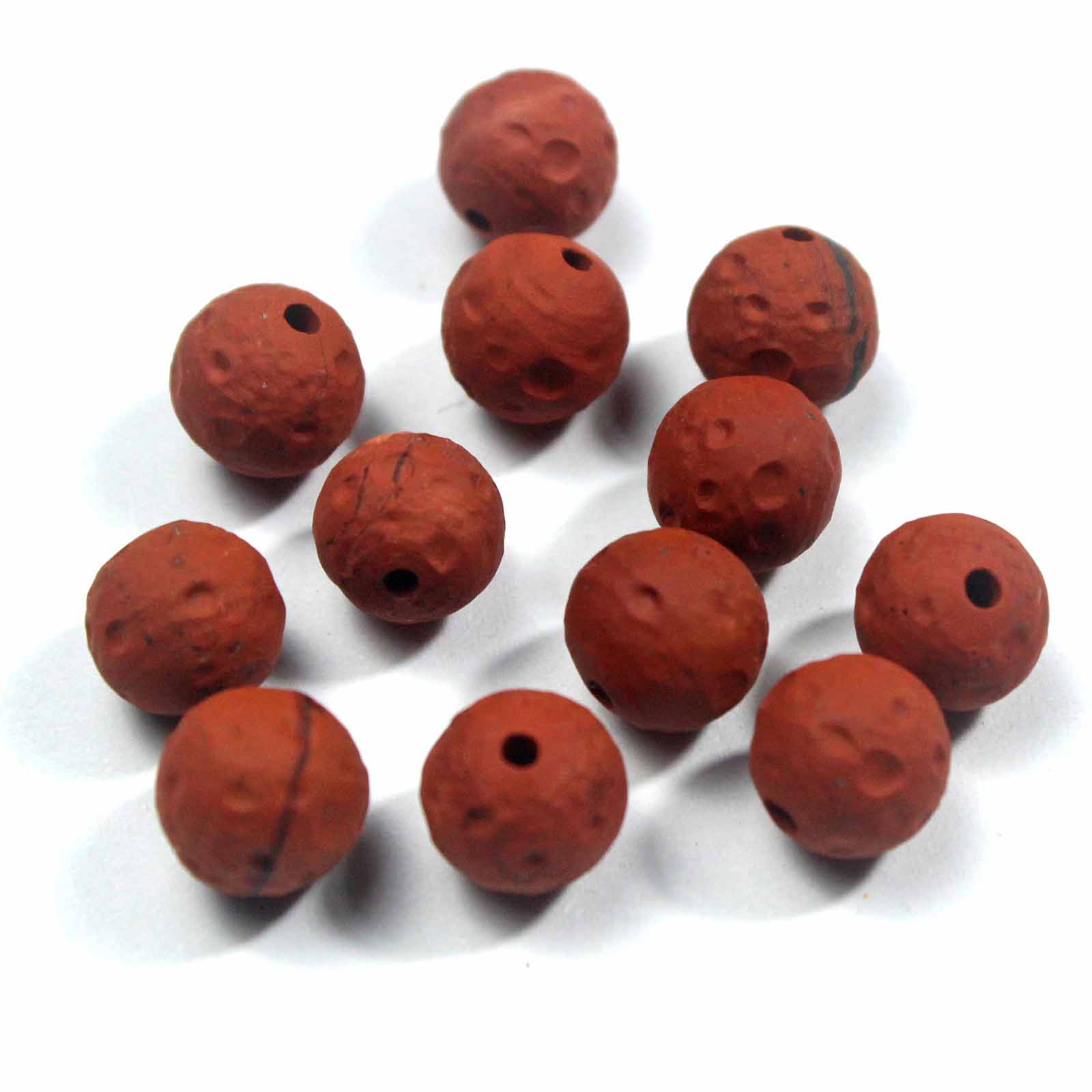 fiasrel 1bundle 8-12mm Meteorite Mars Carving Moon Crater Stone Beaded Red Round Bead Handmade Woven Bracelet Necklace Single Strand Bead