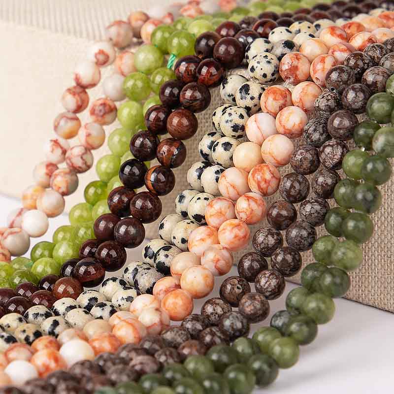 fiasrel 1bundle Assorted Natural Stone Round Beads – Loose DIY Beads for Jewelry Making, Bracelet & Necklace Crafting Supplies
