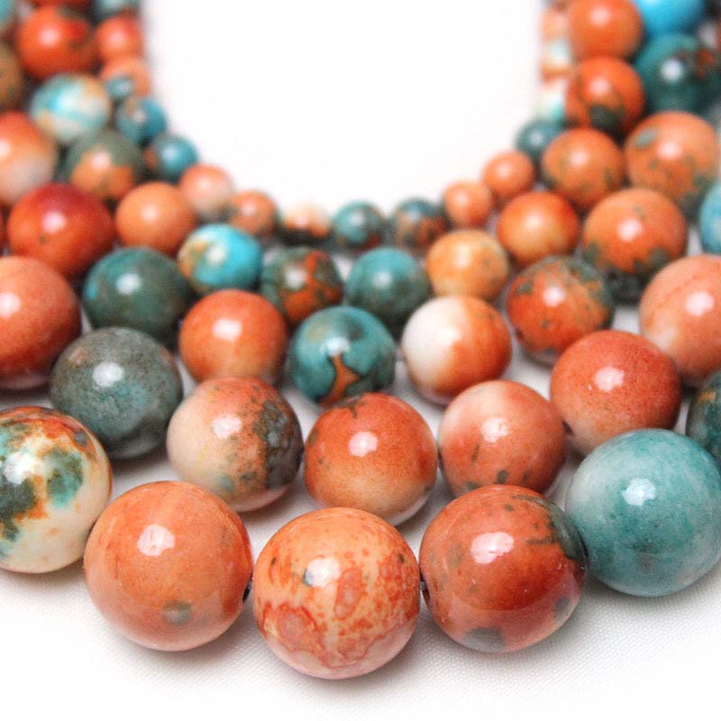 fiasrel 1bundle Orange-Red Raindrop Stone Round Beads – DIY Handmade Jewelry Beading Supplies