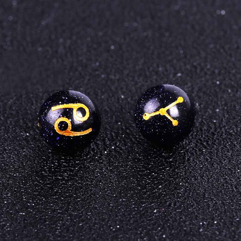 fiasrel 1bundle 10mm Gold-Foiled Zodiac Beads – Single Decorative Beads DIY Loose Beads for Jewelry Making & Crafts