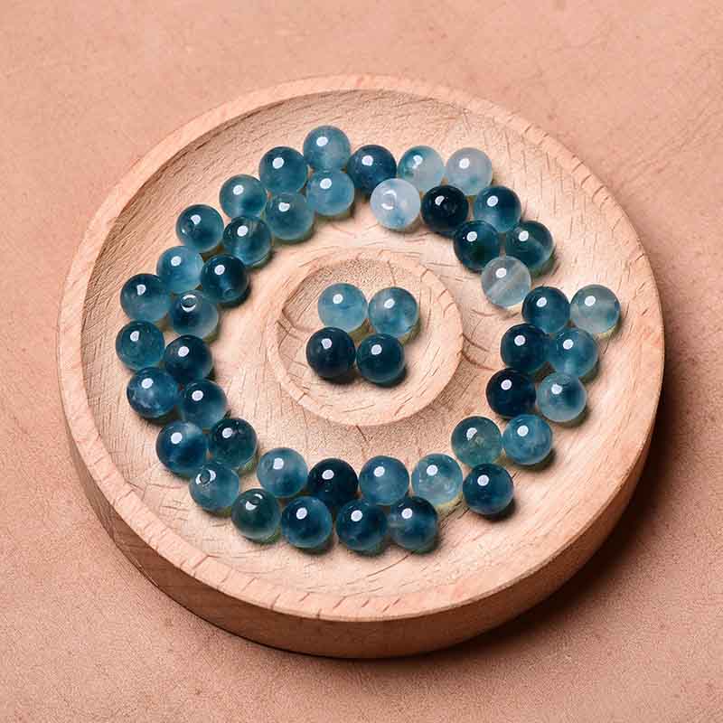 fiasrel 4-14mm Natural Ice Blue Chalcedony Beads Floating Floral Round Beads