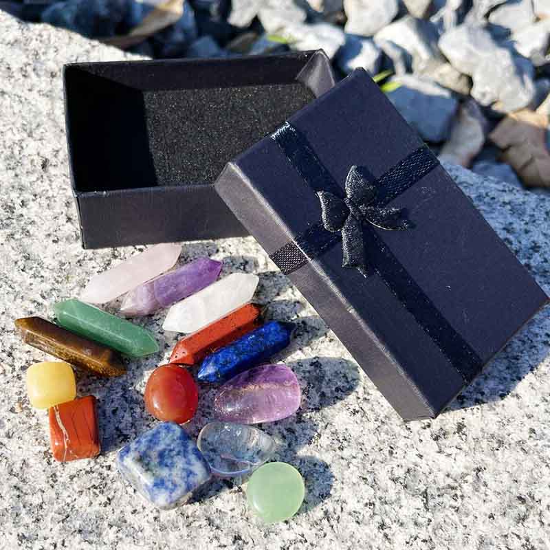 fiasrel Hexagonal Chakela Crystal Set – Lapis Lazuli, Double-Terminated Stone, Tiger's Eye, Amethyst & Rose Quartz Gemstone Crafts