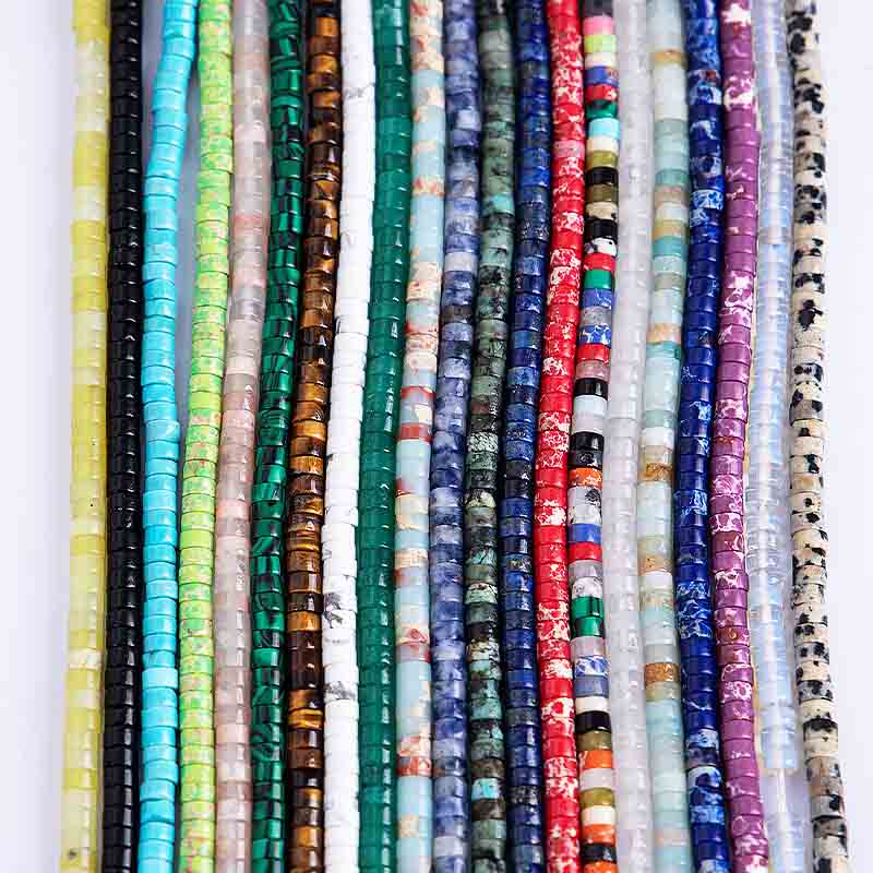 fiasrel 1bundle 2*4mm Tube Beads Natural Stone Colorful Loose Beads for DIY Beading Necklace Cylindrical Spacer Beads