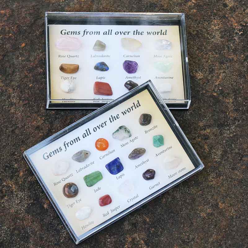 fiasrel Polished Rolling Stone Specimens Boxed Crystal Jade Semi-Precious Stones Collection Popular Science Ornaments 