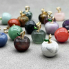 fiasrel Apple Pendant - Natural Stone Crystal Agate/Amethyst/Rose Quartz Tiny Apple Charm for DIY Necklace & Earrings Jewelry