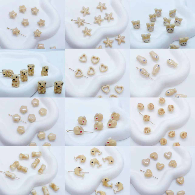 fiasrel 1bundle Ceramic Beads in Monochromatic Creative Designs – Yiwu DIY Stringing Beads for Bracelet & Necklace Craft Accessories