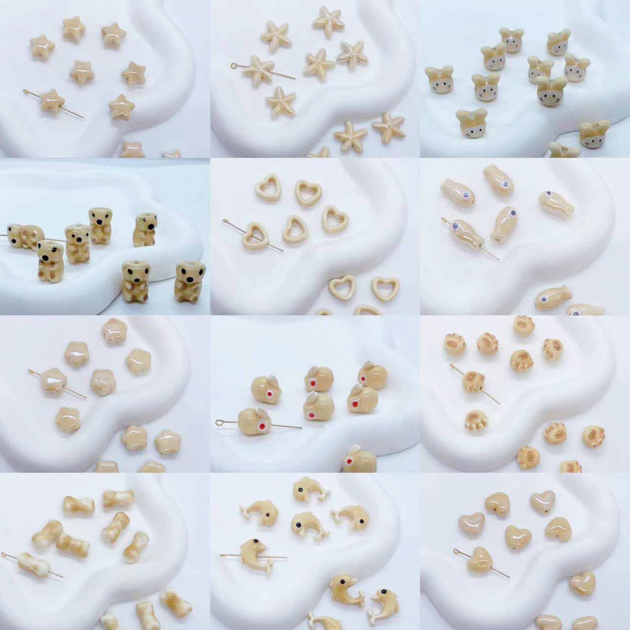 fiasrel 1bundle Ceramic Beads in Monochromatic Creative Designs – Yiwu DIY Stringing Beads for Bracelet & Necklace Craft Accessories
