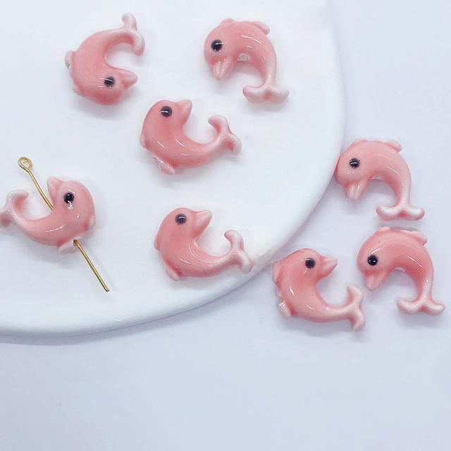 fiasrel 1bundle Pink-toned Ceramic Bead Set for DIY Bracelets Cat Paw, Bone, Star & Heart Charms - Handmade Beading Supplies