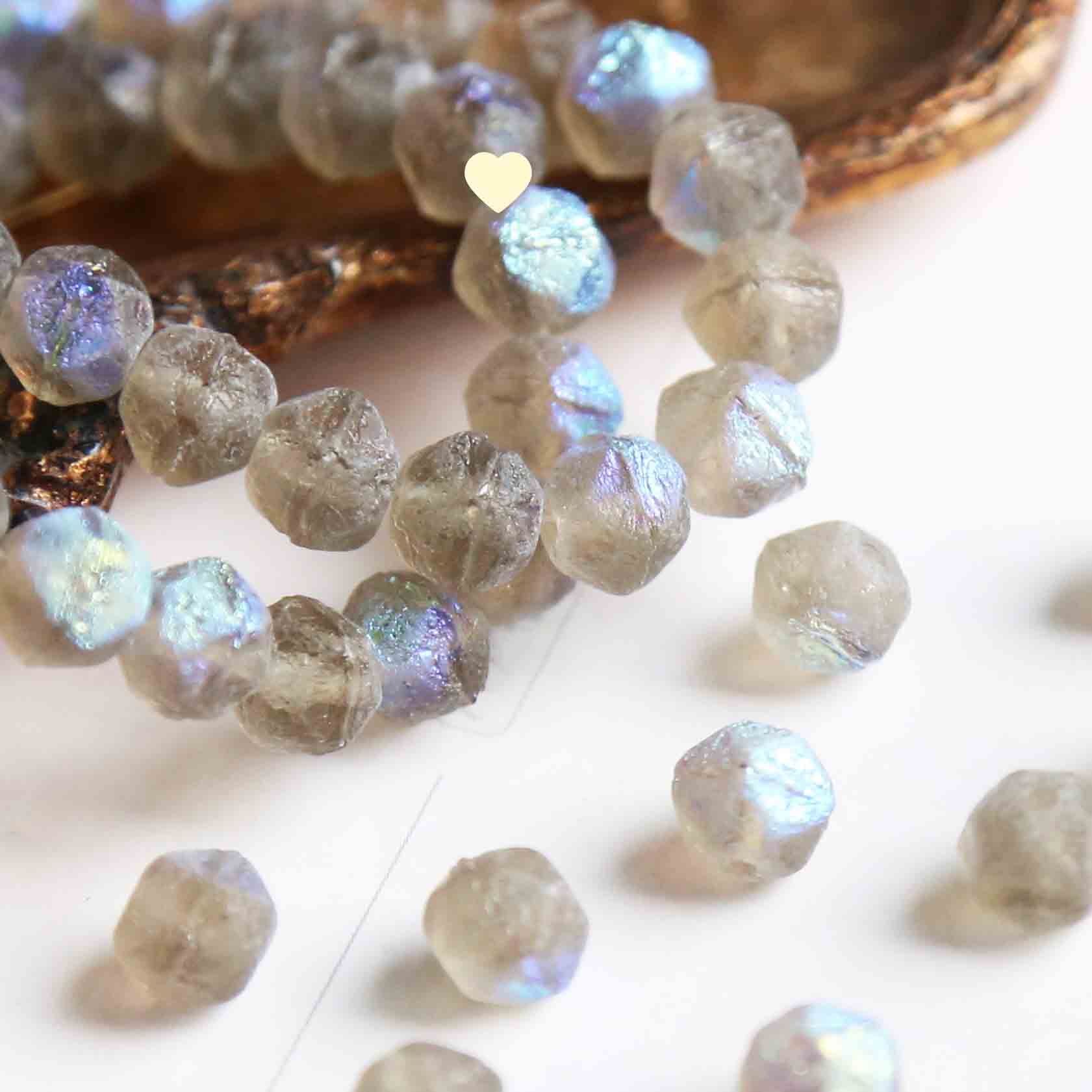 fiasrel 1bundle 8mm Czech Meteorite Blue Candlelight Glass Beads - British Cut Vintage Style