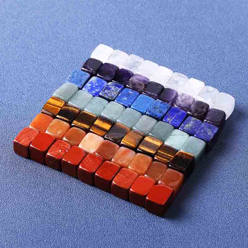 fiasrel 1bundle Rainbow Yoga Set - 8 Natural Gemstone BeadsClear Quartz for DIY Jewelry Making