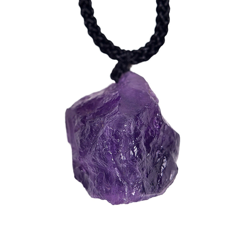fiasrel Natural Raw Crystal Pendant - Irregular White Pink Purple Yellow Quartz Necklace Jewelry
