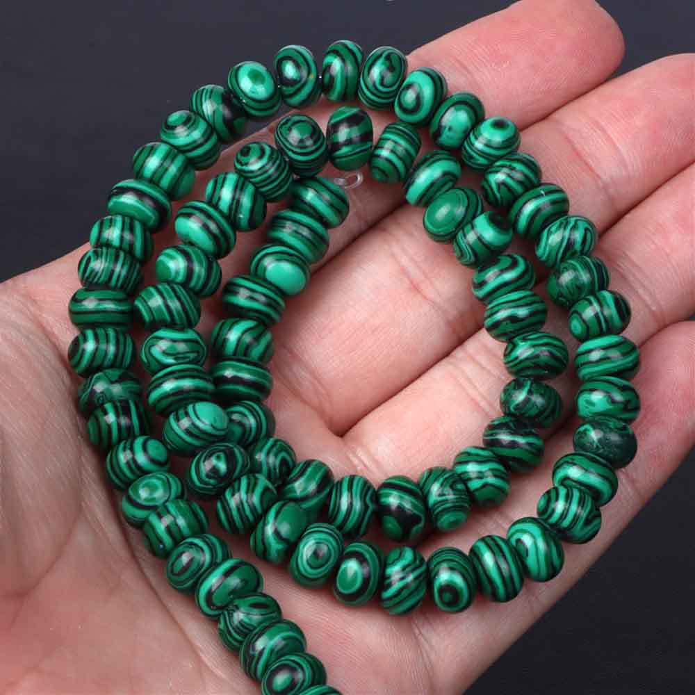 fiasrel 1bundle Natural Malachite Beads Spacer & Abacus Beads with Extra-Large Holes for Bracelets & Necklaces
