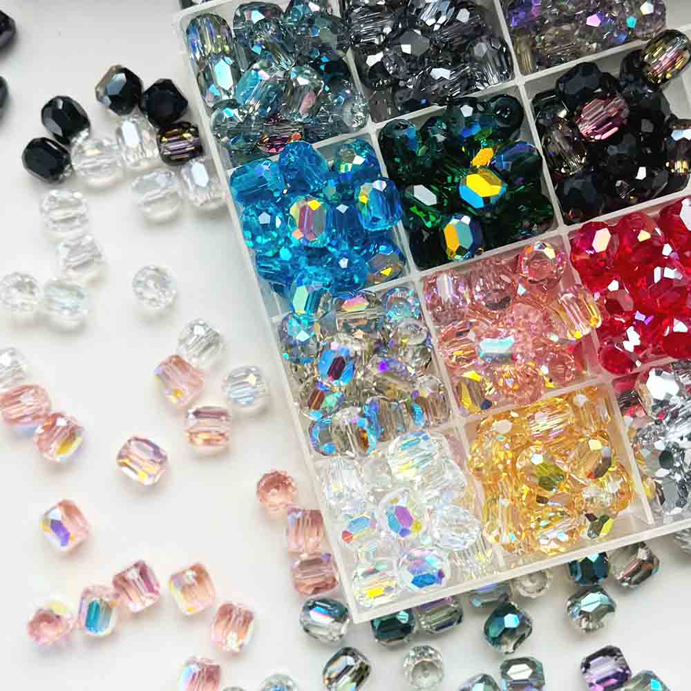 fiasrel 1bundle 10mm Faceted Long Cylinder Crystal Glass Beads – Ultra-Transparent Sparkly DIY Supplies for Phone Charms & Bracelets