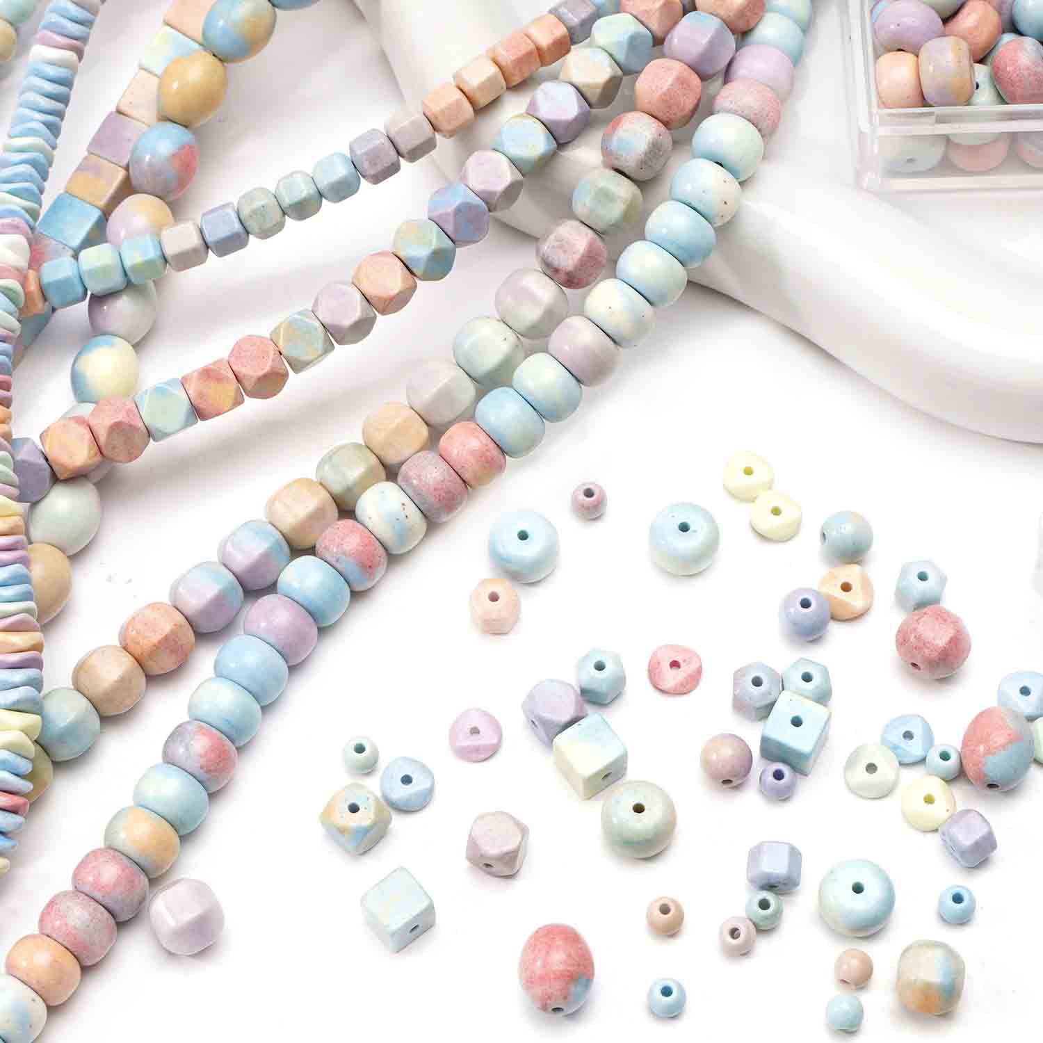 fiasrel 1bundle Alashan Natural Multicolor Gemstone Beads Octagonal Round Loose Beads for DIY Bracelet & Necklace Making (Handmade Jewelry Supplies