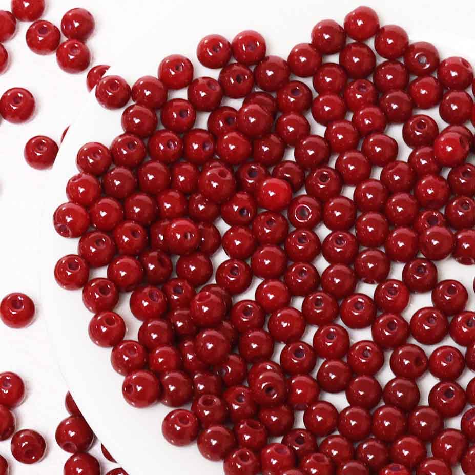 fiasrel 1bundle Chinese-style Red Bead Assortment – Vintage Bamboo Joint Beads, Round Spacer Beads for DIY Crafting