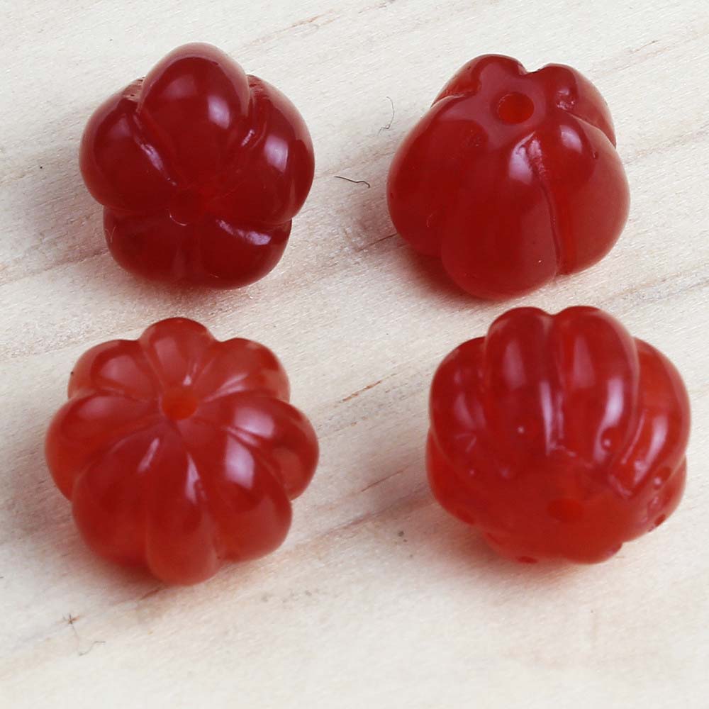 fiasrel 1bundle 8×10mm Imitation Red Agate Pumpkin Beads – Semi-Finished Loose Beads for 