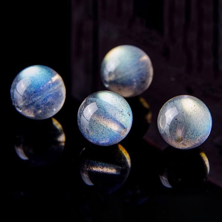 fiasrel Loose Gray-Blue Moonstone Beads – Round Semi-Finished DIY Beads for Handmade Jewelry Stringing