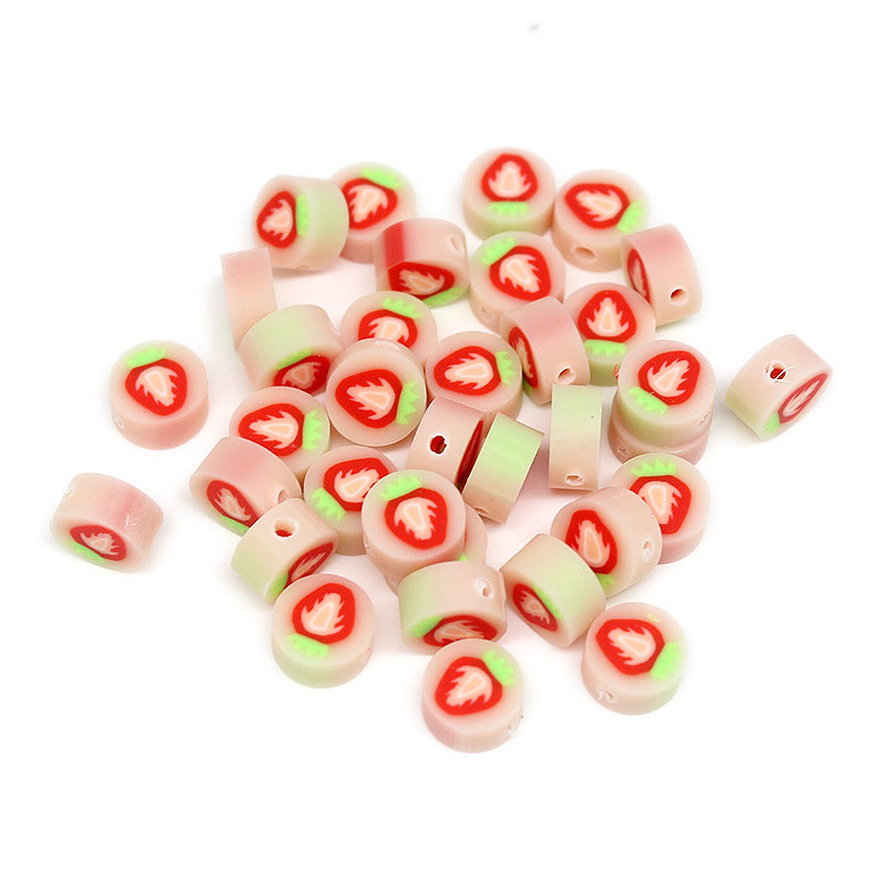 Fiasrel 1000pcs 10mm Fruit soft clay beads - strawberries