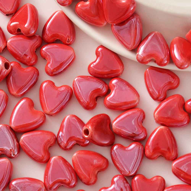 Fiasrel Cartoon heart-shaped ceramic beads