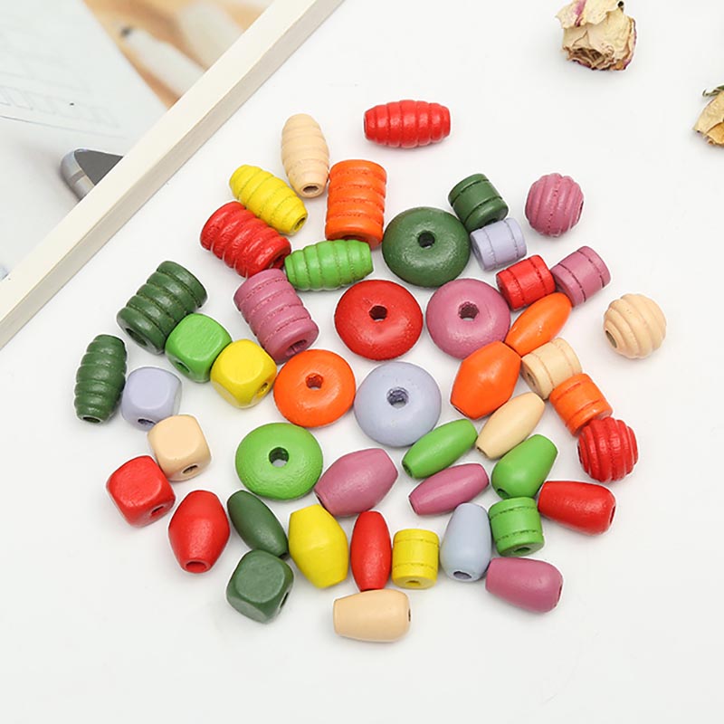 Fiasrel Colorful mixed threaded wood beads