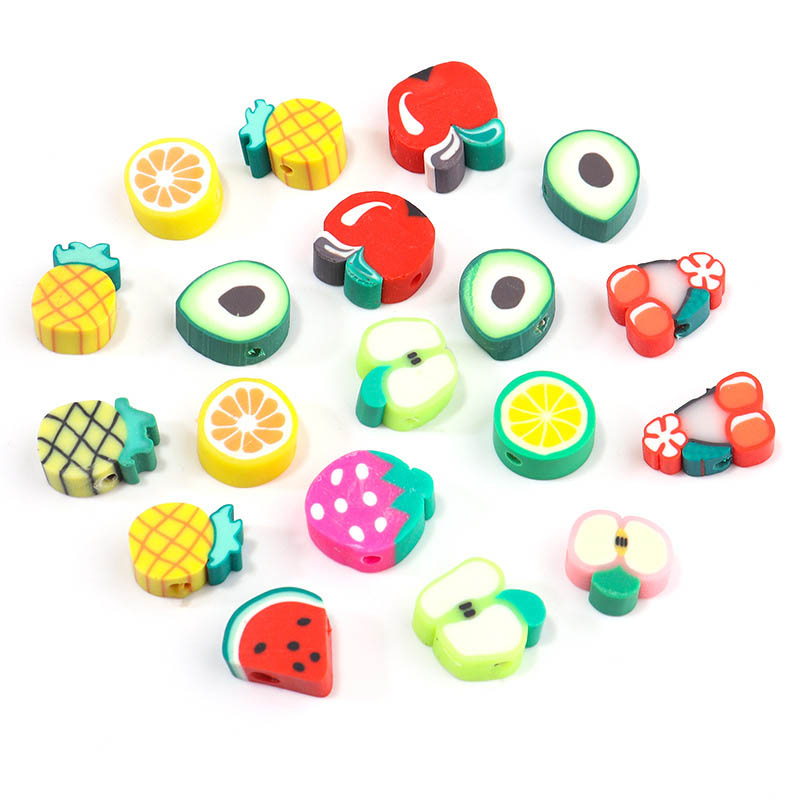 Fiasrel 50pcs Colored fruit soft clay beads