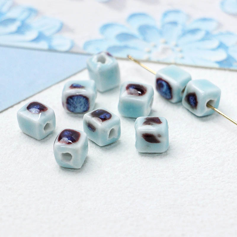 Fiasrel Fresh and delicate geometric patterned ceramic beads