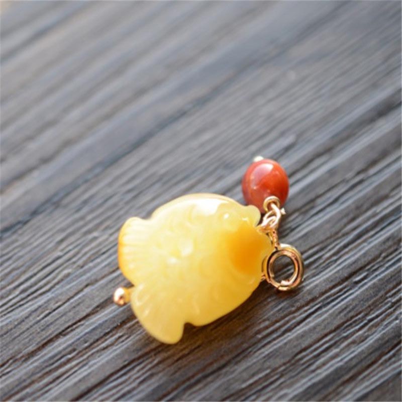 Fiasrel Pumpkin pearl fish Drop Pendant