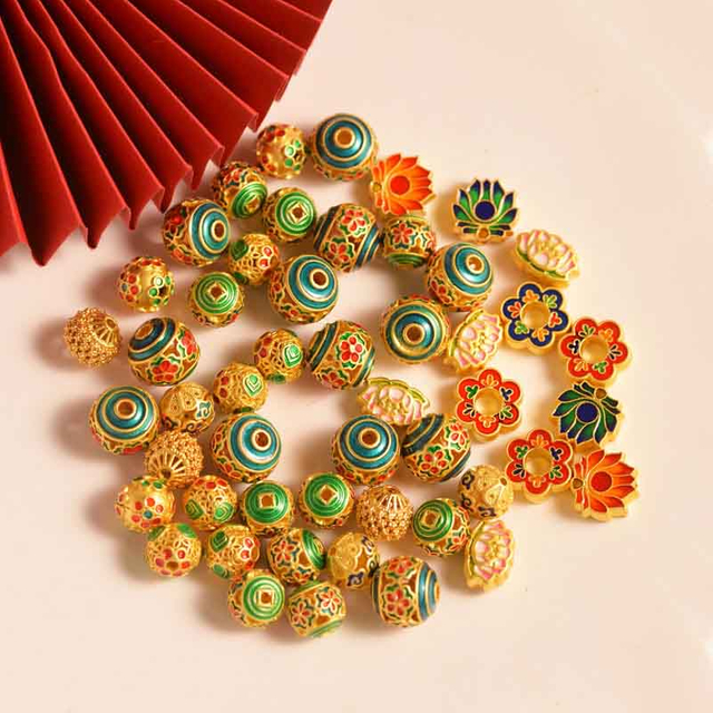 Fiasrel Hollow ball spacer beads-4 Drop Pendant