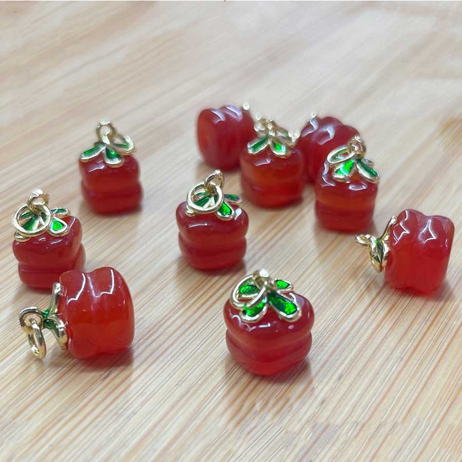 Fiasrel Red agate persimmon Drop Pendant