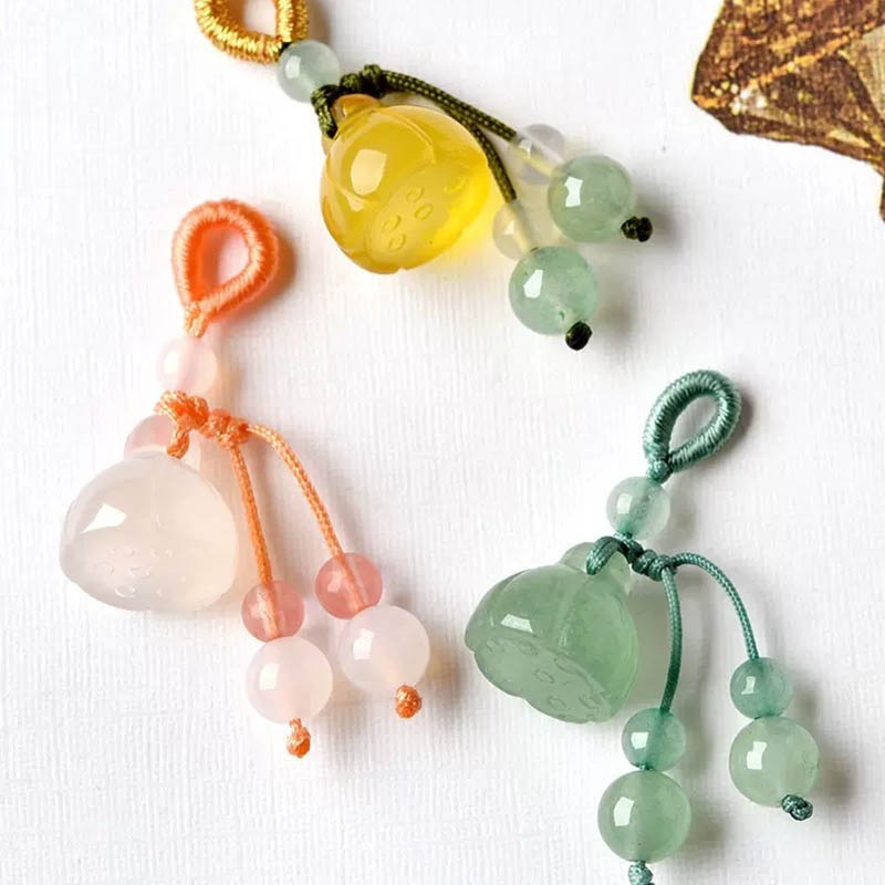 Fiasrel Lotus pod agate jade Drop Pendant