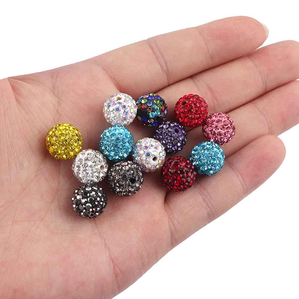Fiasrel 10pcs Fully drilled clay balls DIY Shamballa Beads
