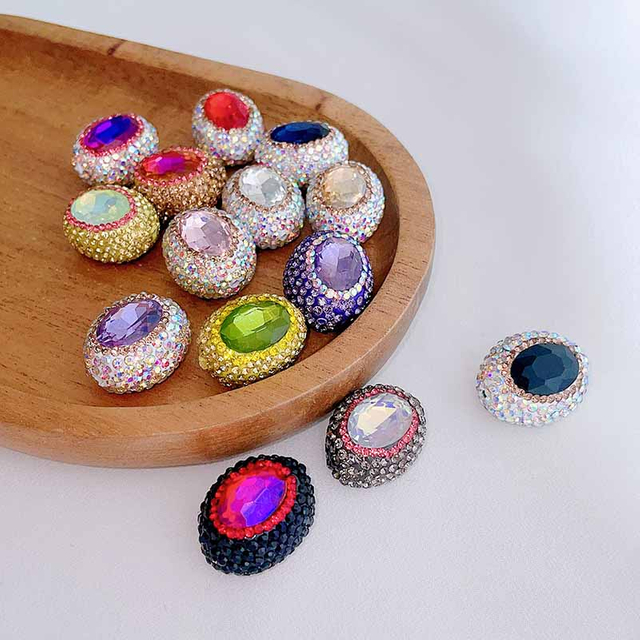 Fiasrel 5pcs Elliptical diamond ball DIY Shamballa Beads