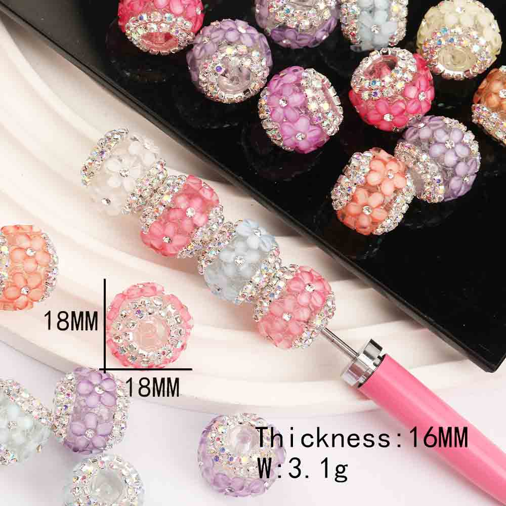 Fiasrel 50pcs Studded with hydrangeas DIY Shamballa Beads