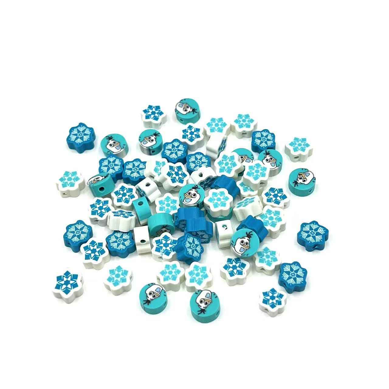 Fiasrel 60pcs Winter snowflake soft clay beads