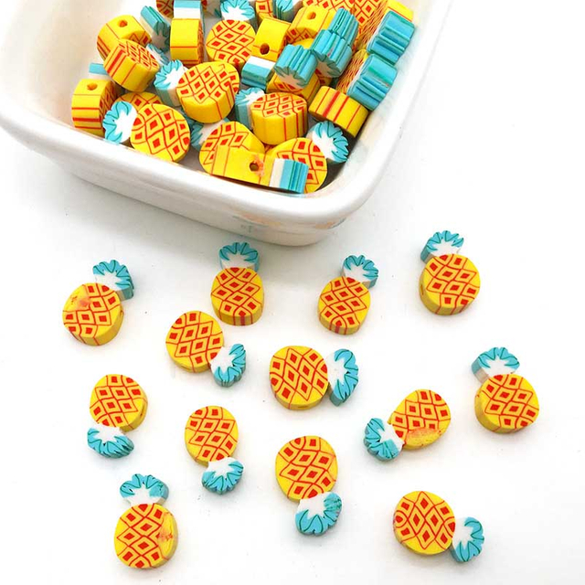 Fiasrel 100pcs Mixed-color fruit soft ceramic spacer beads