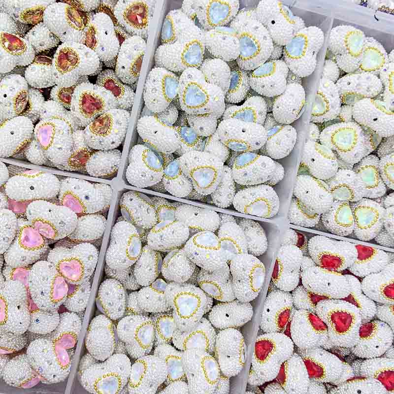 Fiasrel 5pcs Clay heart-shaped drill DIY Shamballa Beads