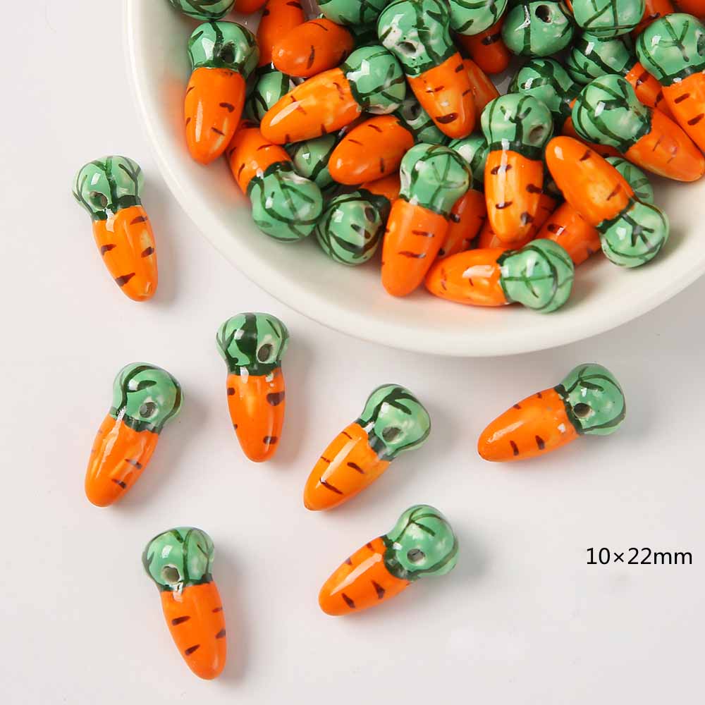 Fiasrel Cute ceramic carrot rabbit dot beads