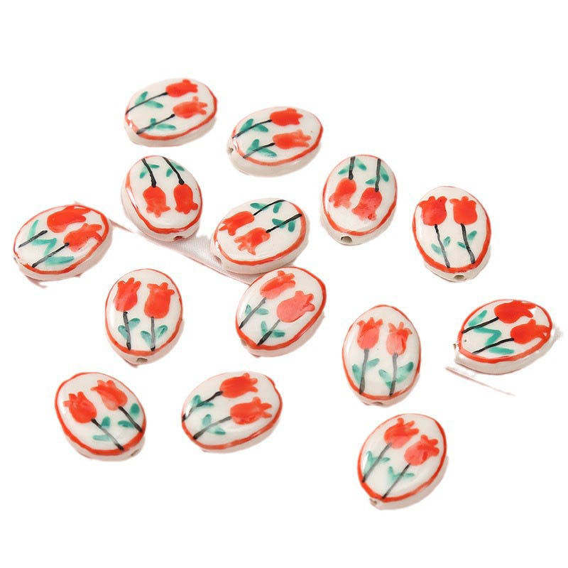 Fiasrel Hand-painted tulip ceramic beads