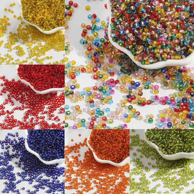 Fiasrel 15g 2-4mm Silver-Lined Glass Seed Beads