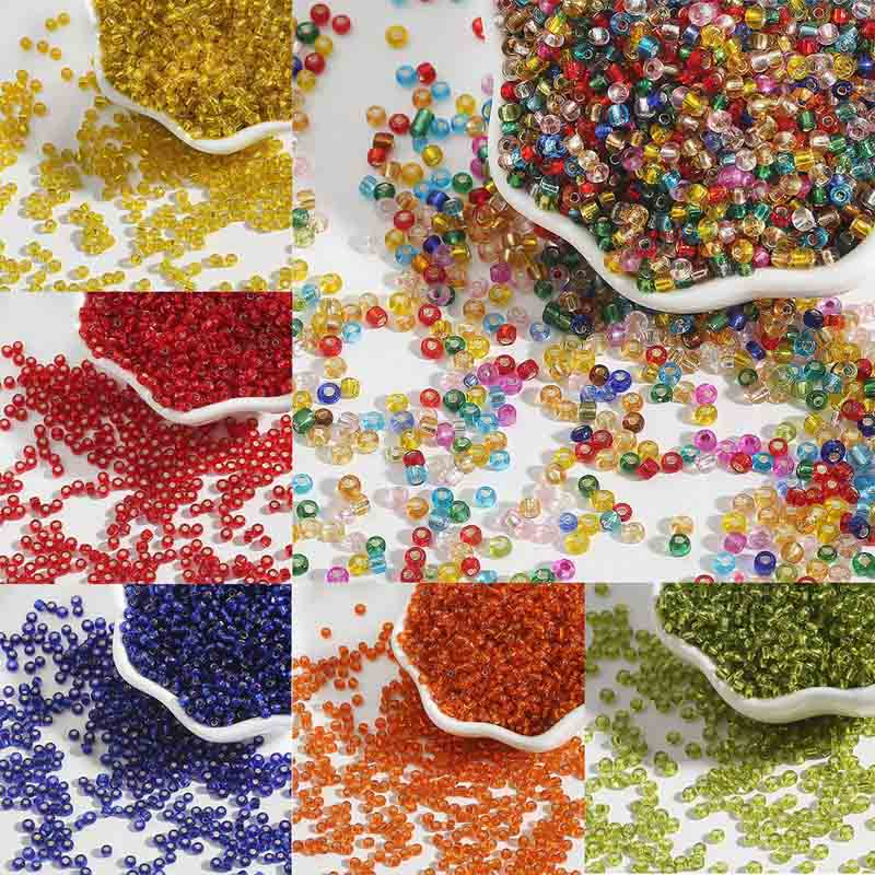 Fiasrel 15g 2-4mm Silver-Lined Glass Seed Beads
