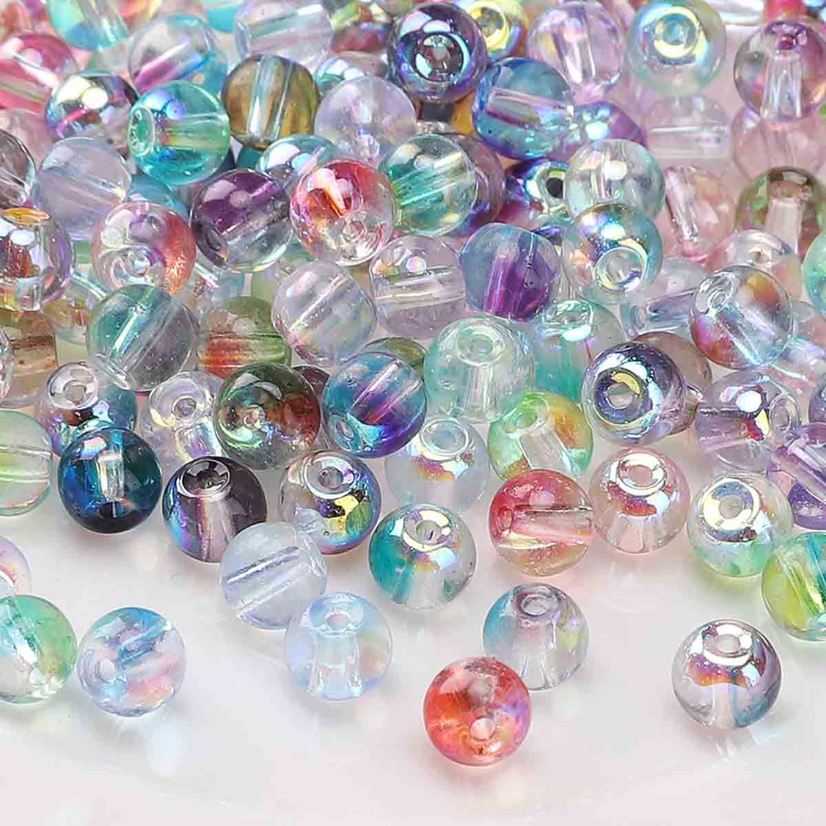 Fiasrel 10g Two-Tone Aurora Glass Round Beads Seed Beads