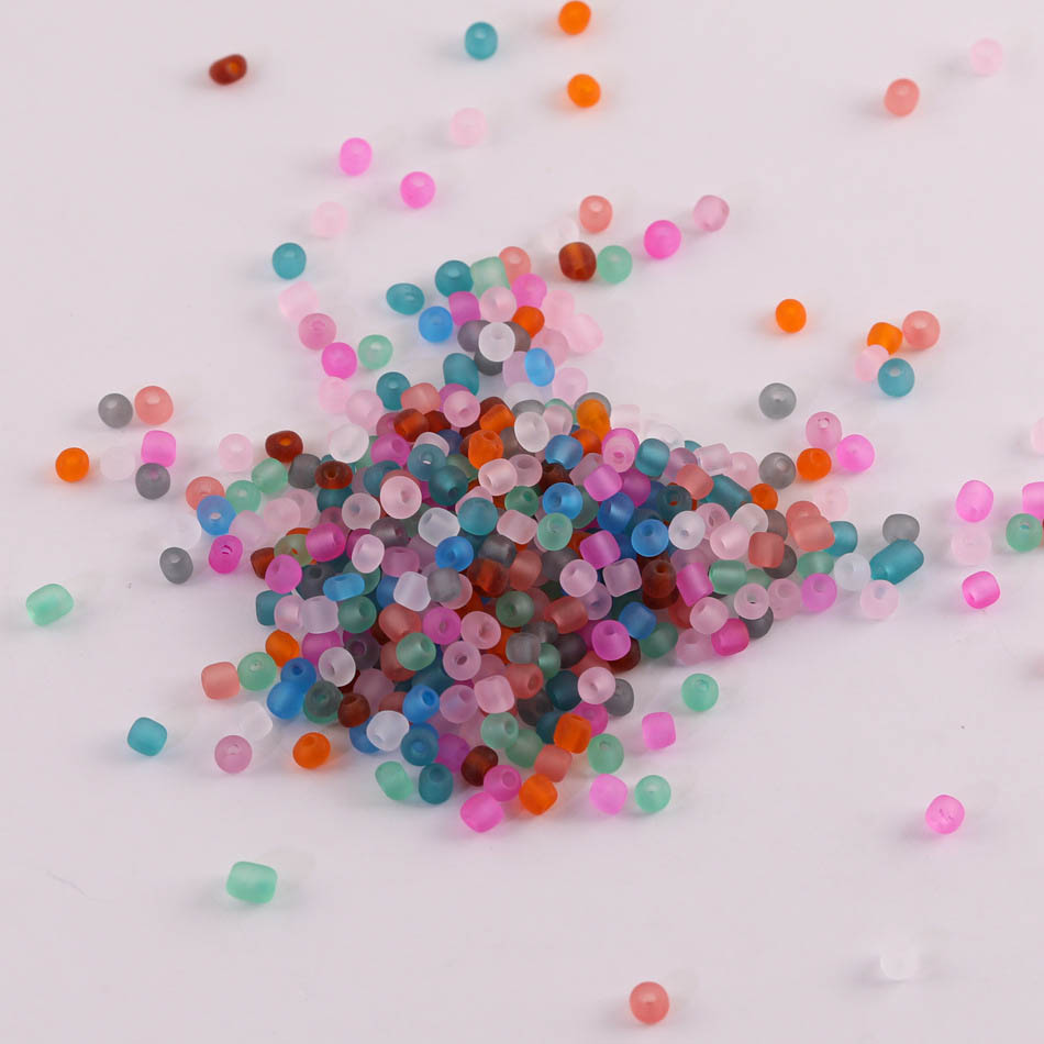 Fiasrel 10g 4mm Frosted Clear Glass Seed Beads for DIY Jewelry Making
