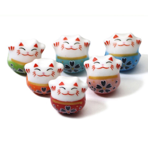 Fiasrel Ceramic Maneki Neko loose beads