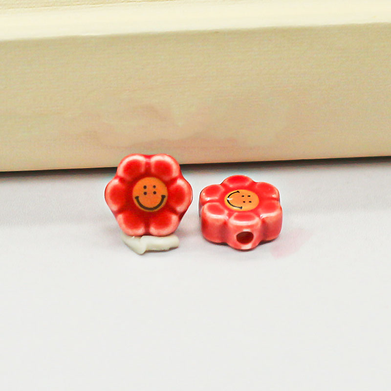 Fiasrel Colorful Daisy smiley face ceramic beads