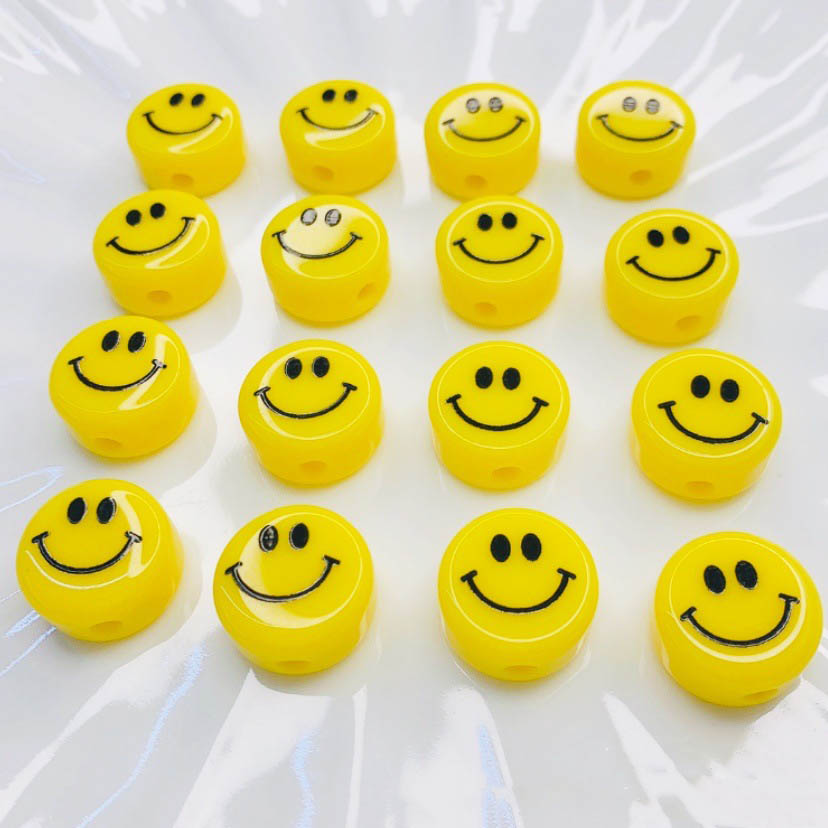 Fiasrel 6-16mm 100pcs Flat, round and flat smiling face beads