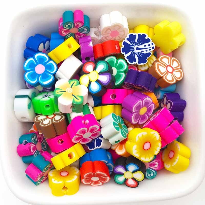 Fiasrel 100pcs Flower soft clay beads